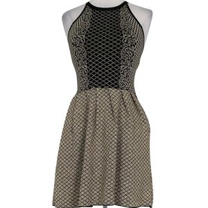 Parker Knit Flared Dress (Black & Gold) Sz Small